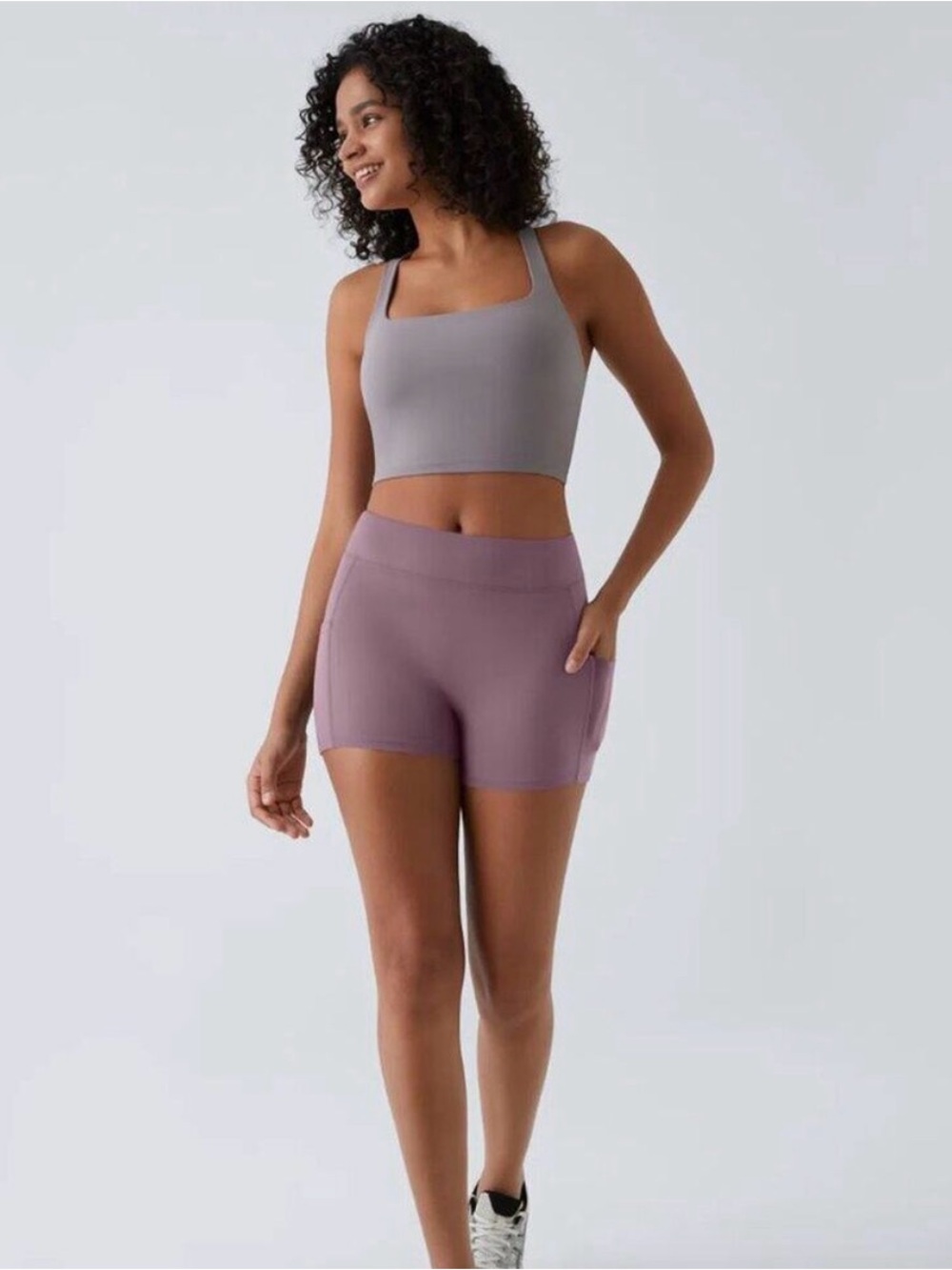Halara Softlyzero Airy High Waisted Cool Touch Yoga Shorts 3.5in Elderberry M